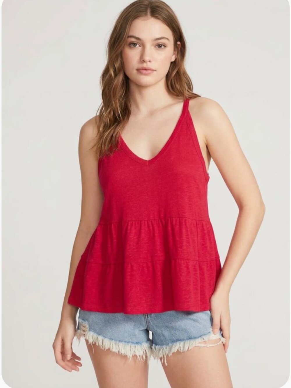 NWT BB Dakota Sun City Tank Top IN BRIGHT ROSE Rayon Linen